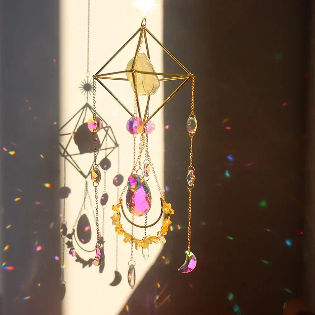 AuraBloom Crystal Sun Catcher | Healing Crystal | Feng Shui Decoration | Positive Energy for Home
