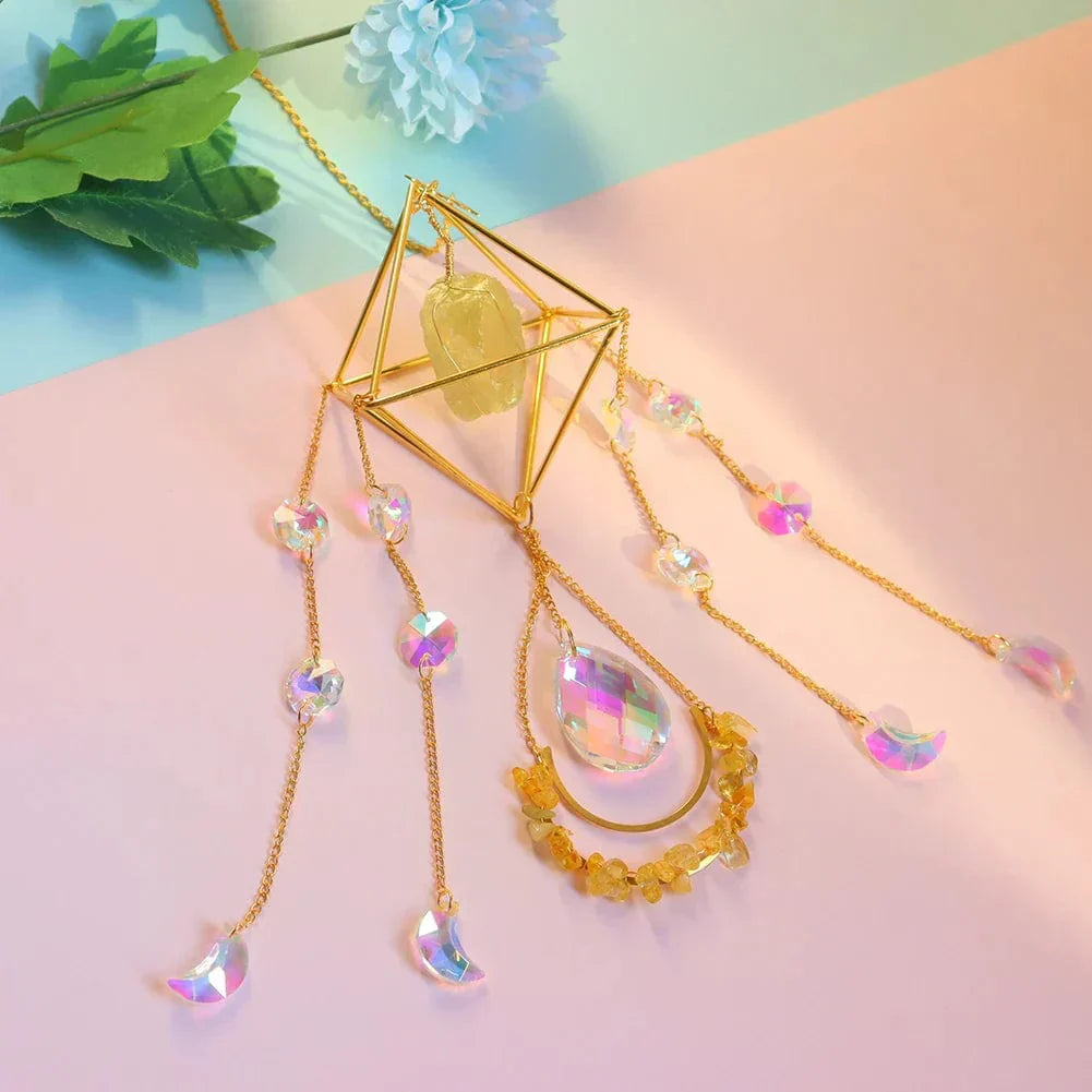 AuraBloom Crystal Sun Catcher | Healing Crystal | Feng Shui Decoration | Positive Energy for Home