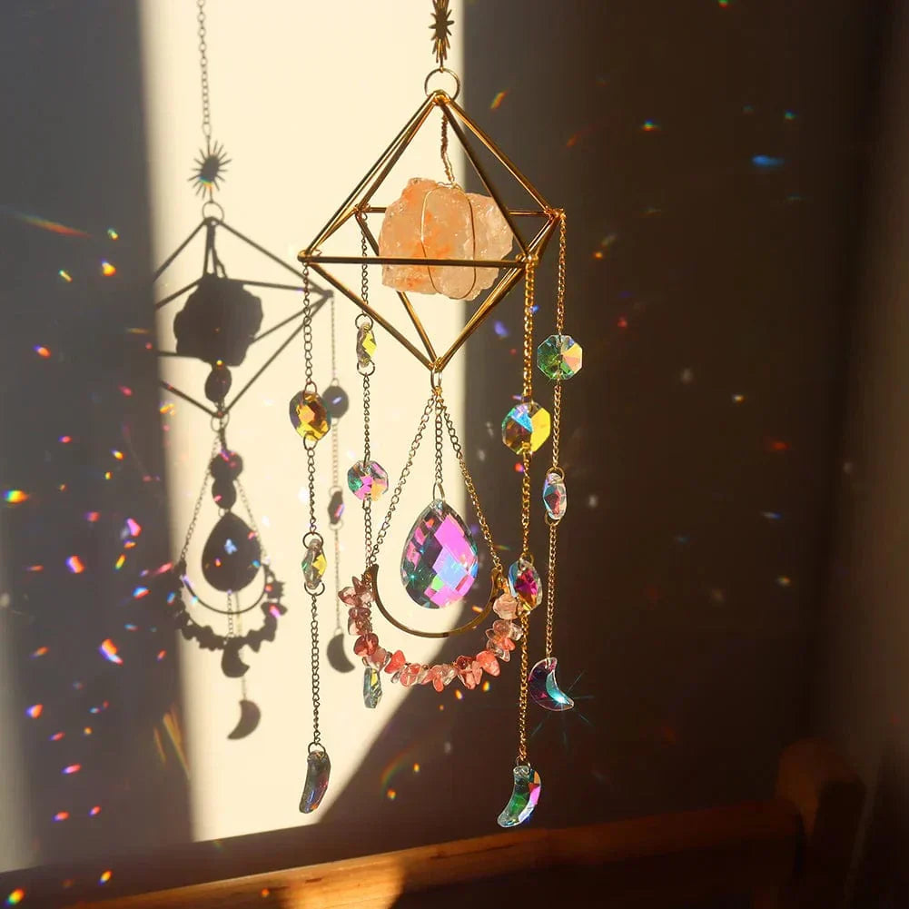 AuraBloom Crystal Sun Catcher | Healing Crystal | Feng Shui Decoration | Positive Energy for Home