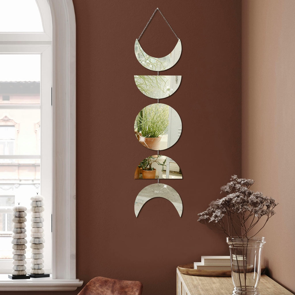 Moon phases mirror wall hanging