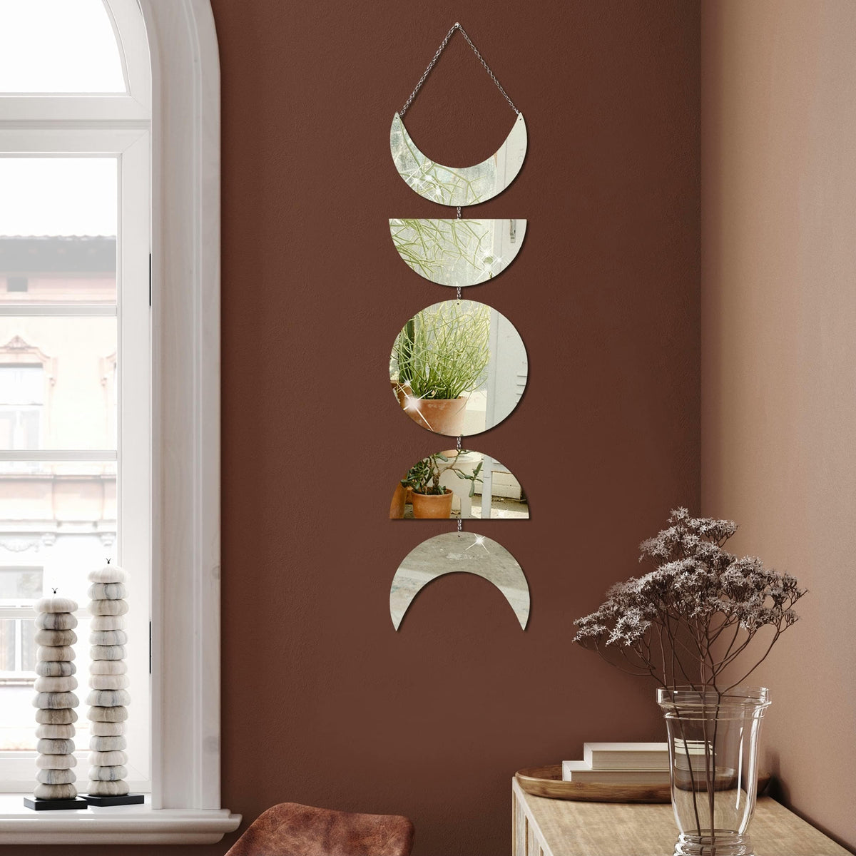 Moon phases mirror wall hanging