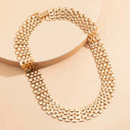 Wide Flow Flat Chain Choker Necklace