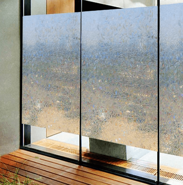 Colorful window film with a three-dimensional rainbow