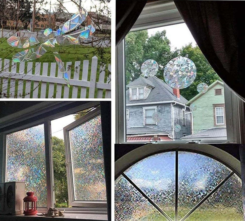 Colorful window film with a three-dimensional rainbow