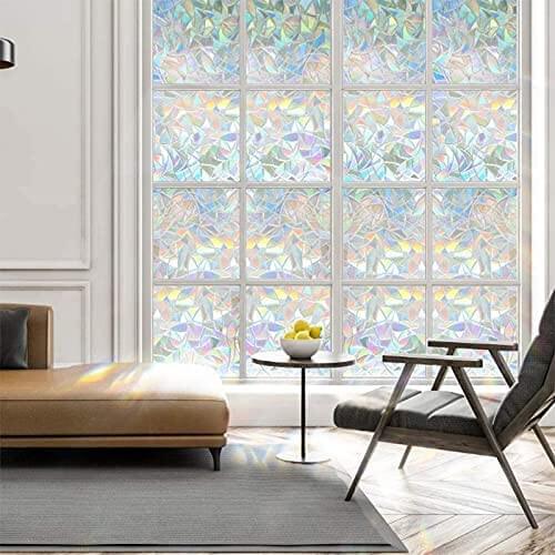 Colorful window film with a three-dimensional rainbow