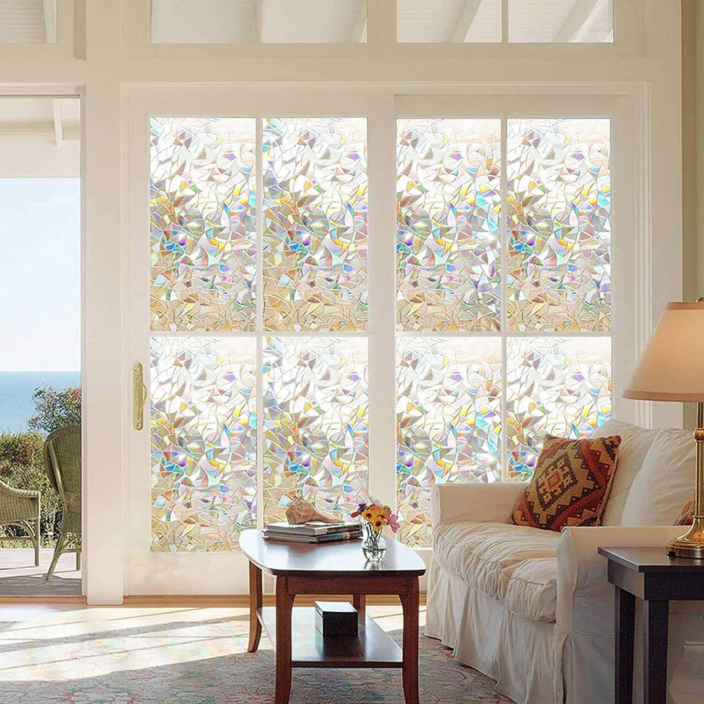 Colorful window film with a three-dimensional rainbow