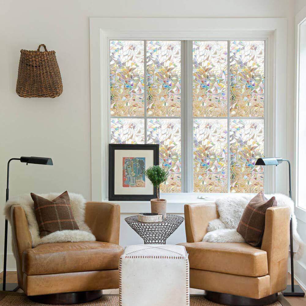 Colorful window film with a three-dimensional rainbow