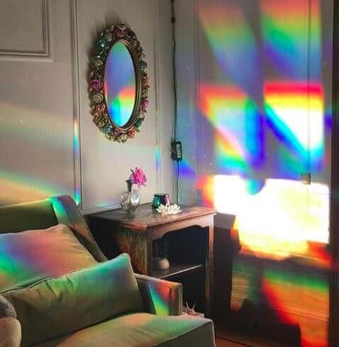 Colorful window film with a three-dimensional rainbow