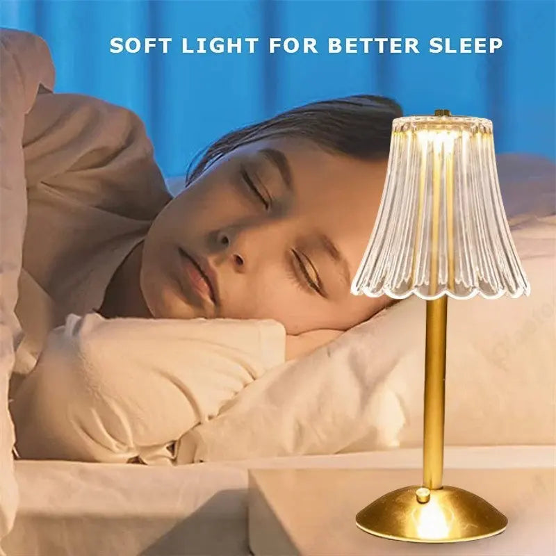 Wireless Table Lamp with Crystal Decor and Dimmable Lighting - GlamLight