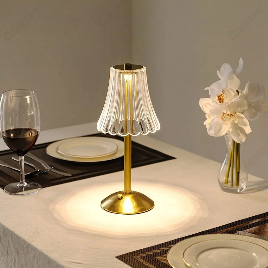 Wireless Table Lamp with Crystal Decor and Dimmable Lighting - GlamLight