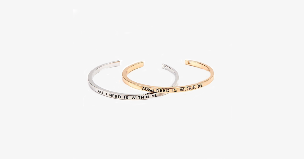 Beautiful Cuff Bangle Bracelet with motivating quote