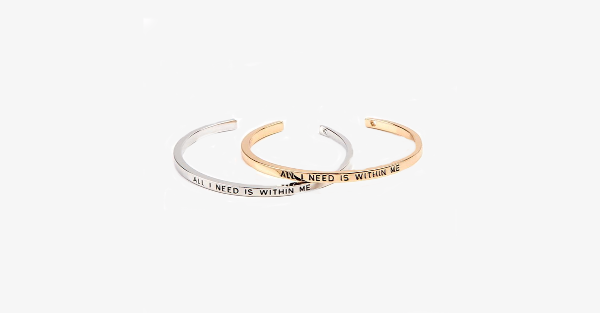 Beautiful Cuff Bangle Bracelet with motivating quote