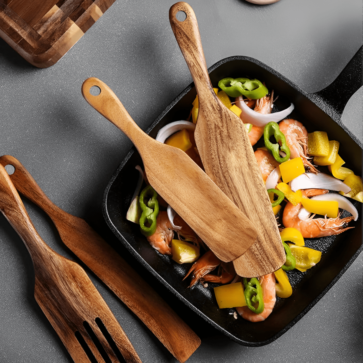 WOODEASE Utensil Set – Sustainable Teak Tools for Non-Stick Safe, Heat-Resistant Cooking