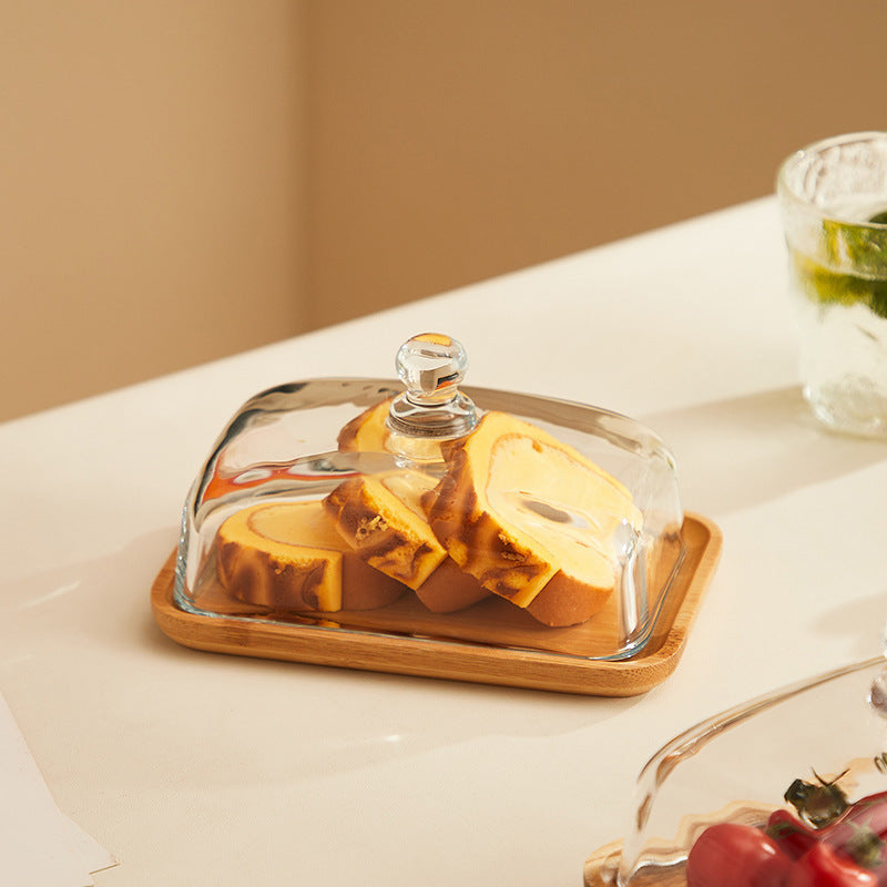 Wooden and Glass Butter Dish - ButterElegance