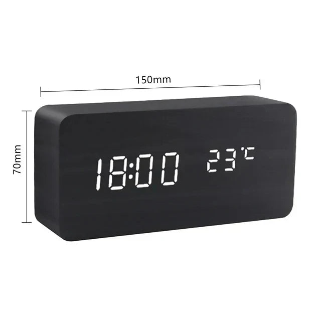 Wooden LED Clock with Voice Control - EcoClock