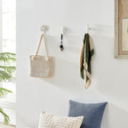 White Cast Iron Nautical Ocean Figure Sculpture Decorative Utility Wall Hook Set of 3 - Shell, Crab, Seahorse