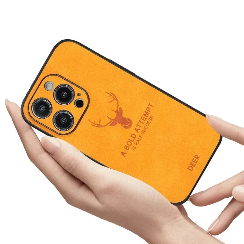 Deer - Luxury Leather iPhone Case with Stylish Design and Shockproof Protection