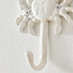 White Cast Iron Nautical Ocean Figure Sculpture Decorative Utility Wall Hook Set of 3 - Shell, Crab, Seahorse