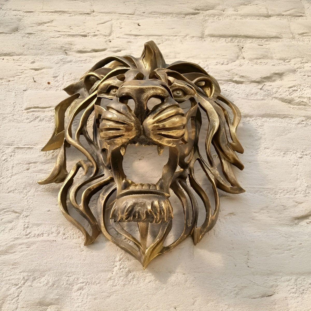 Exquisite gold-plated lion head wall sculpture