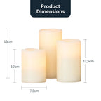 Set with 3 tall flameless wax LED candles