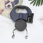 Rolling lead for two dogs with integrated torch