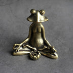 Zenora Brass Meditating Frog Incense Holder | Handcrafted solid brass décor piece for mindful living and relaxation
