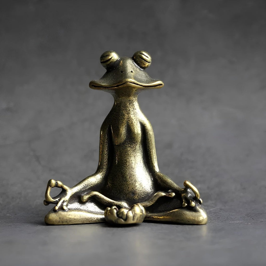 Zenora Brass Meditating Frog Incense Holder | Handcrafted solid brass décor piece for mindful living and relaxation