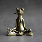 Zenora Brass Meditating Frog Incense Holder | Handcrafted solid brass décor piece for mindful living and relaxation