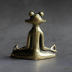 Zenora Brass Meditating Frog Incense Holder | Handcrafted solid brass décor piece for mindful living and relaxation