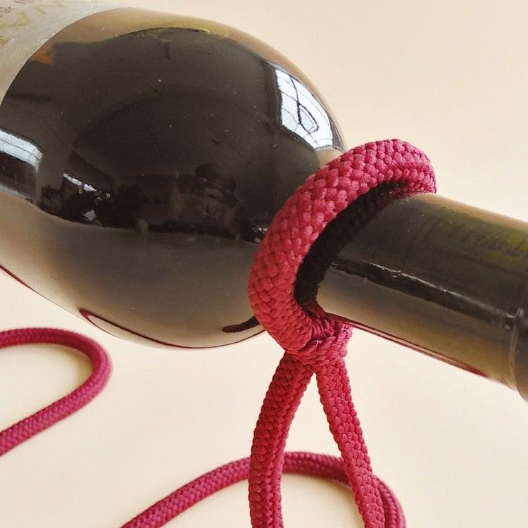 Zigzag Bottle Holder - Hanging Rope Wine Rack