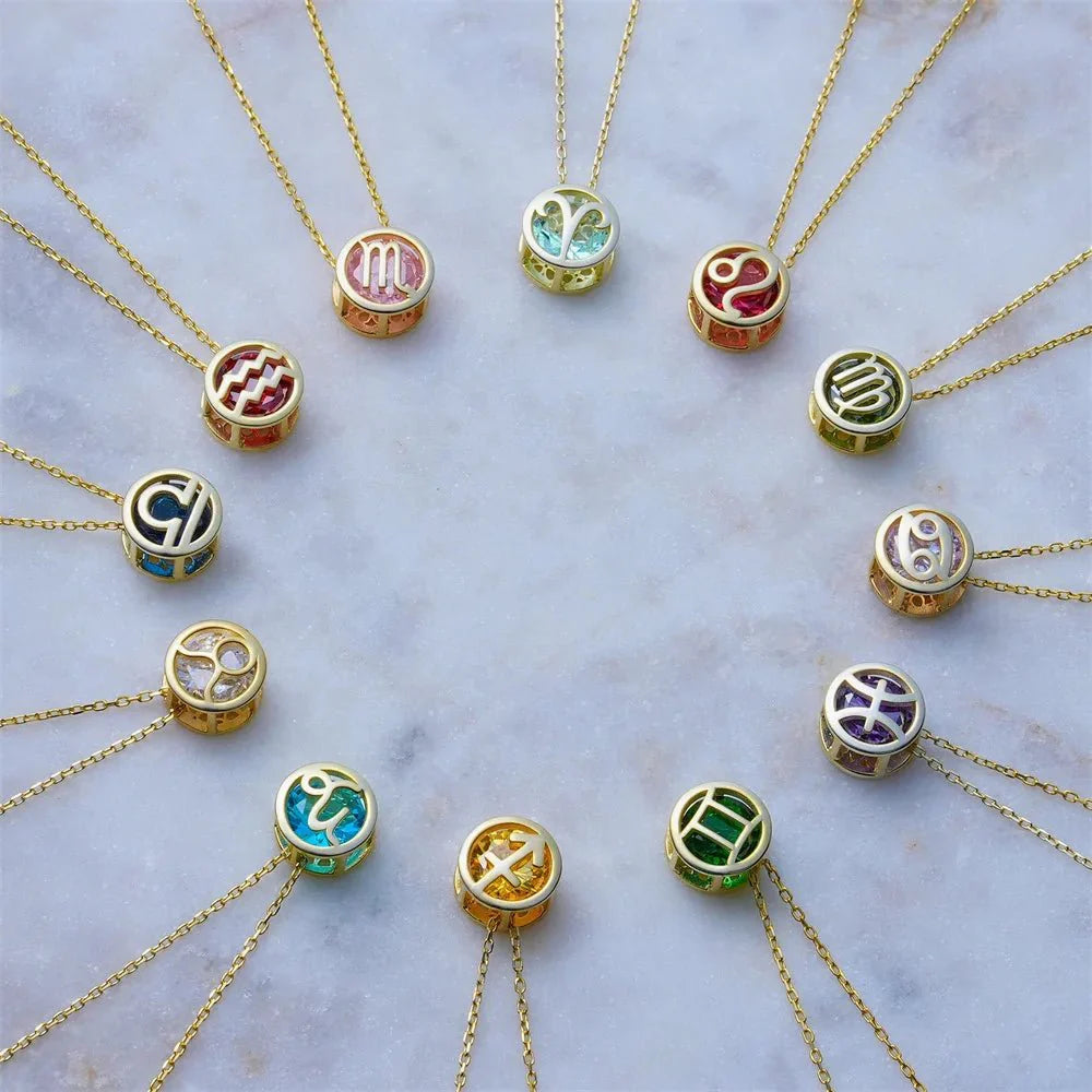 Zircon Encapsulated Zodiac Sign Necklace