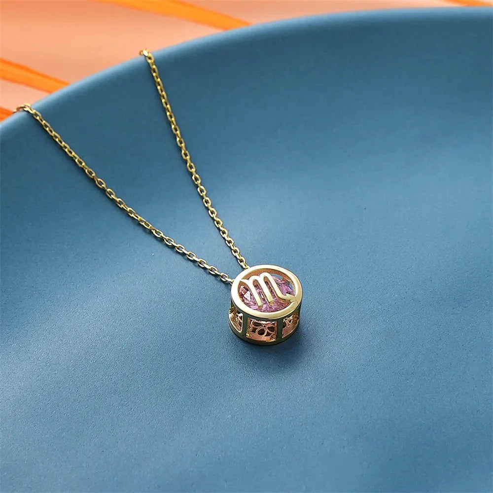 Zircon Encapsulated Zodiac Sign Necklace