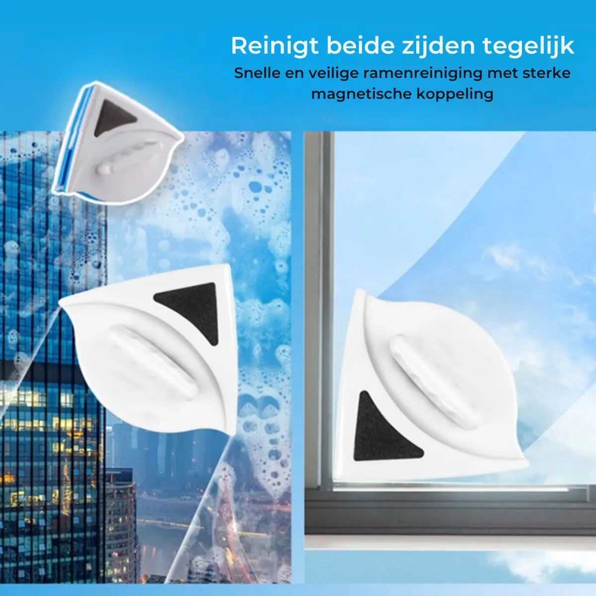 Magnetic Window Cleaner — double-sided glass cleaning device with safety lock